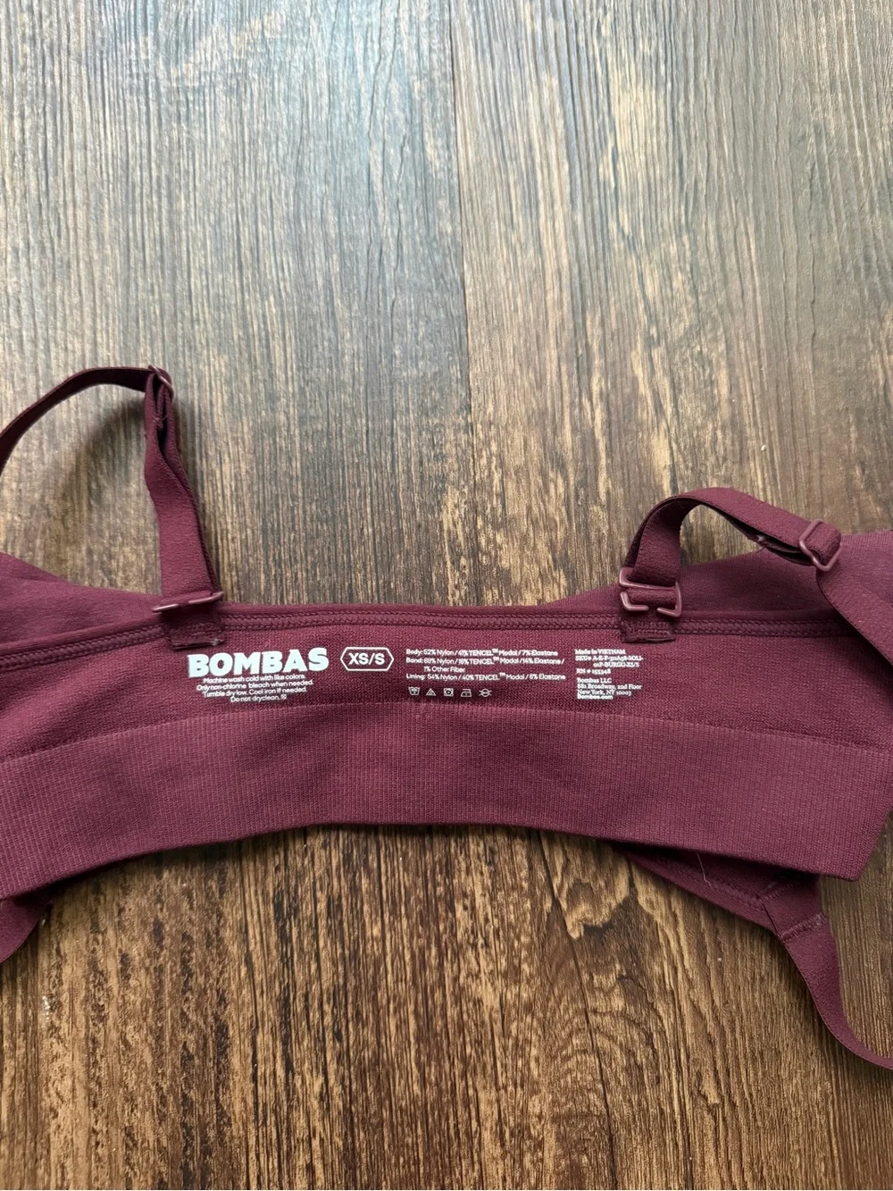 Bombas Women’s Burgundy Red Seamless Triangle Bralette - Size XS/S
